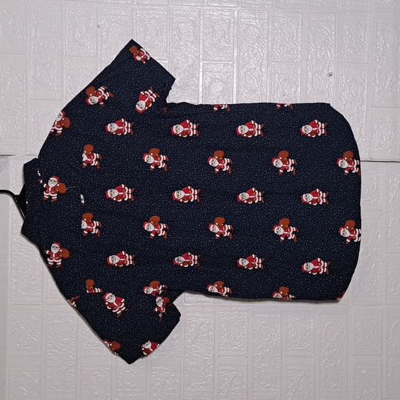 Denim and Flower 100% Cotton Short Sleeve Christmas Button Shirt - Picture 6 of 7